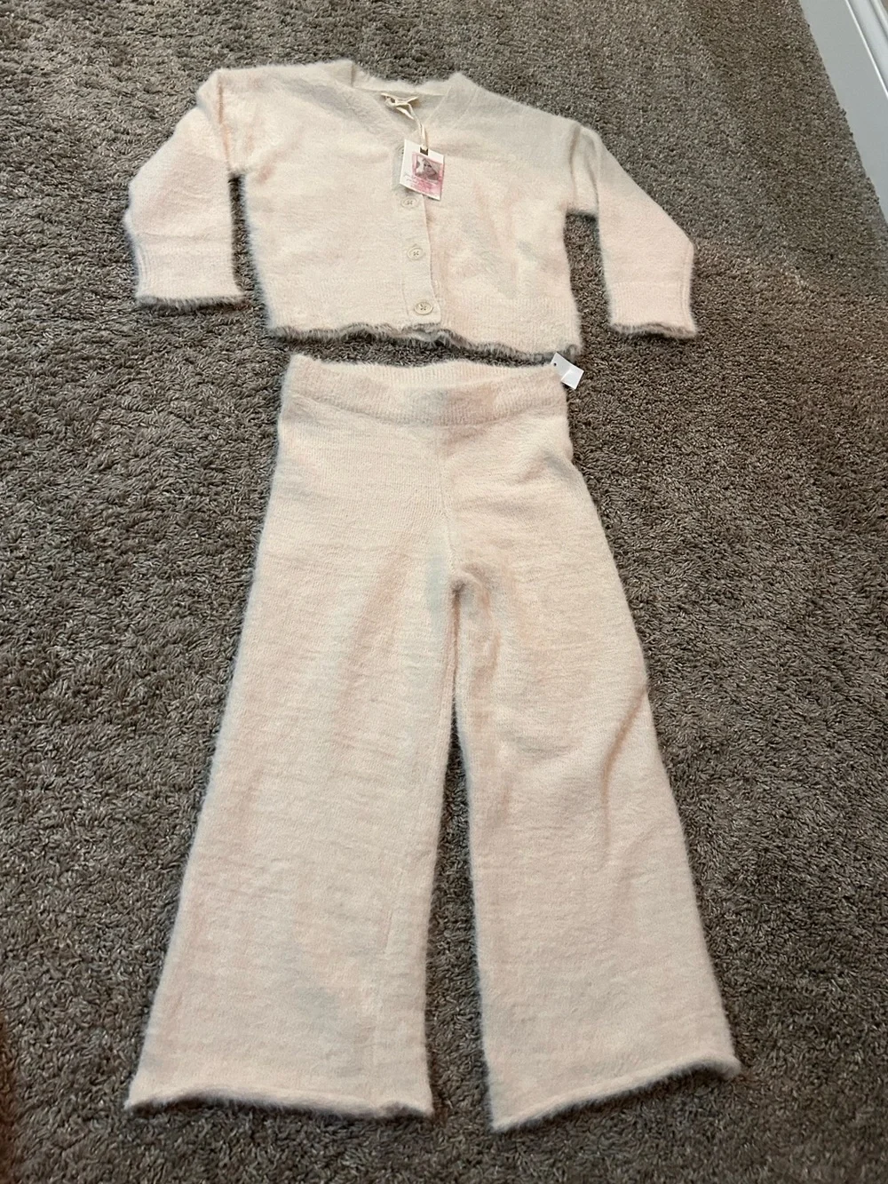 Jessica Simpson Cream Knit Cardigan & Wide-Leg Set
